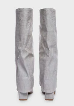 Hot Sale 🥰 Public Desire Grey Zendaya Foldover Croc 🥾 Boots 🥾 Boots & Booties 🔥 6 Public Desire Grey Zendaya Foldover Croc Boots Boots & Booties