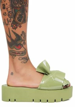 Public Desire Kiri Oversized Bow Platform Slides Sandals