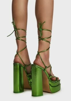 Public Desire Green Glow Girl Block Heels