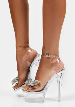 Public Desire Silver Dazy Platform Heels
