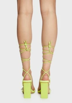 Buy 🎉 Public Desire Lime Cleo Square Toe Strappy 👠 Heels 🔥 7 Public Desire Lime Cleo Square Toe Strappy Heels