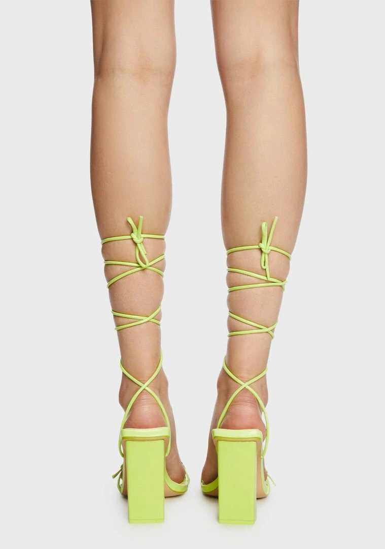 Buy 🎉 Public Desire Lime Cleo Square Toe Strappy 👠 Heels 🔥 4 Public Desire Lime Cleo Square Toe Strappy Heels