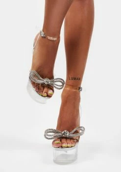 Public Desire Silver Dazy Platform Heels