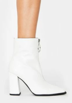 Public Desire White Croc Payback Ankle Boots