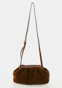 Public Desire Compatible Brown Teddy Clutch