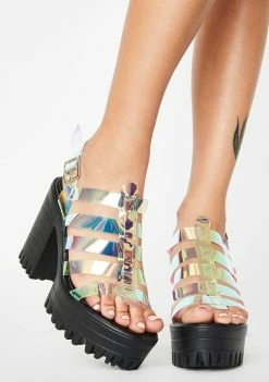 Public Desire Leader Iridescent Sandal Heels