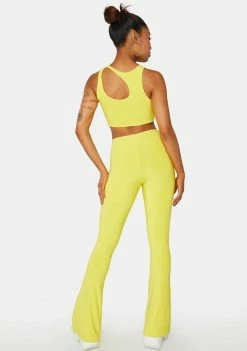Public Desire Sulphur Yellow Tie Waist Flares