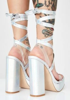 Buy ๐ Public Desire Platforms Chrome Destiny Wrap ๐ Heels โค๏ธ 7 Public Desire Platforms Chrome Destiny Wrap Heels