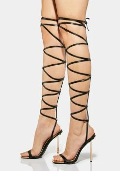 Public Desire Black Demy Lace Up Stiletto Heels