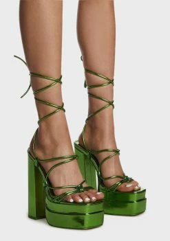 Public Desire Green Glow Girl Block Heels