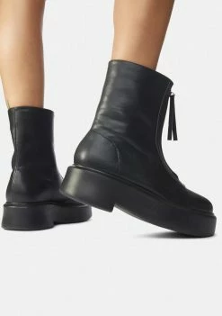 Public Desire Black Leoni Zip Up Ankle Boots Boots & Booties