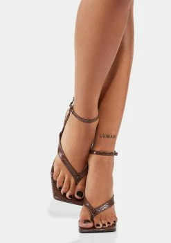 Public Desire Flamingo Croc Thong Strap Heels