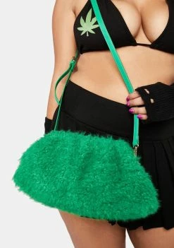 Public Desire Compatible Green Teddy Clutch Bag