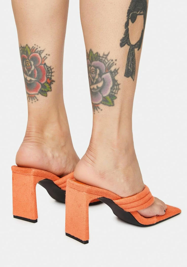 Brand new 😀 Public Desire Orange Resort Thong Heeled Mules 😍 4 Public Desire Orange Resort Thong Heeled Mules