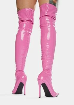 Public Desire Pink Confidence Patent Stiletto Boots