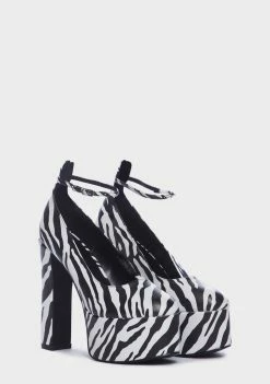 Public Desire Zebra Donatella Platform Heels