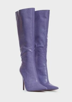 Public Desire Purple Croc Casey Heeled Boots