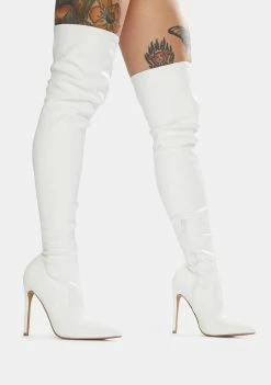 Flash Sale 😉 Public Desire White Confidence Patent Stiletto 🥾 Boots 😍 6 Public Desire White Confidence Patent Stiletto Boots