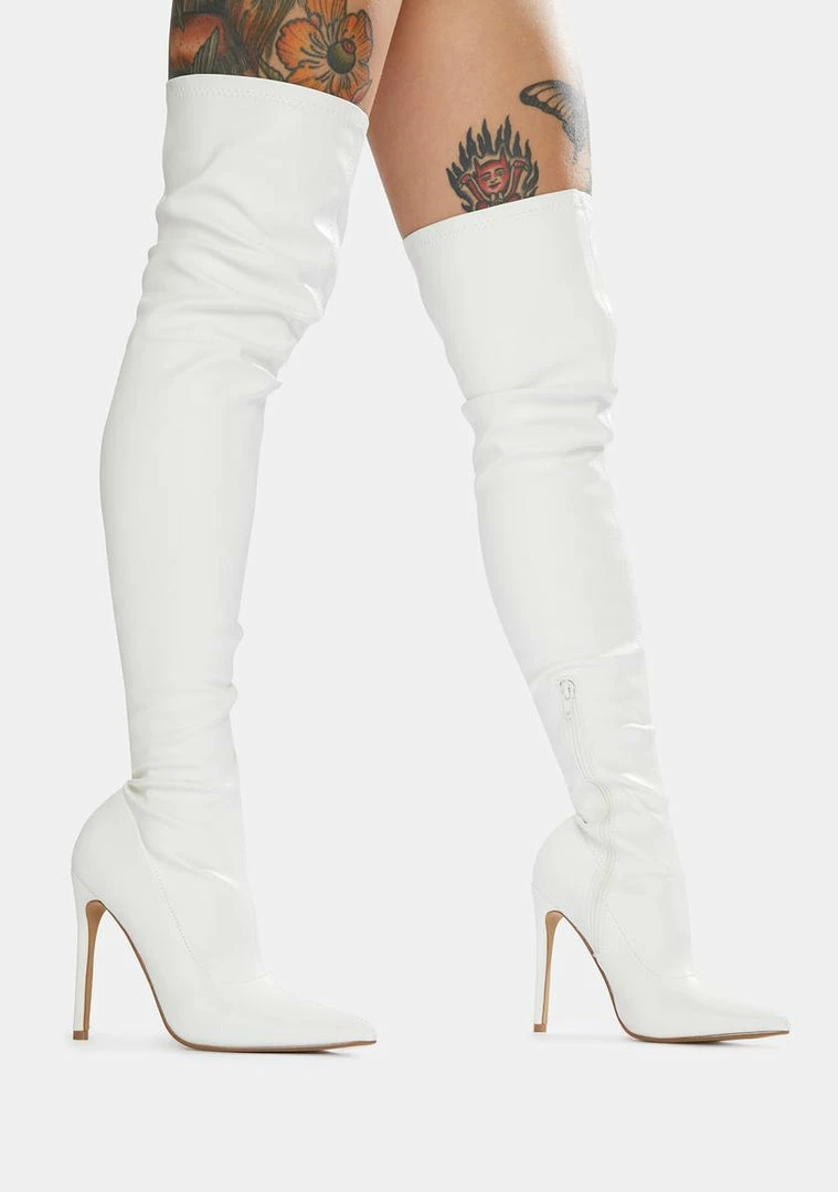 Flash Sale 😉 Public Desire White Confidence Patent Stiletto 🥾 Boots 😍 3 Public Desire White Confidence Patent Stiletto Boots
