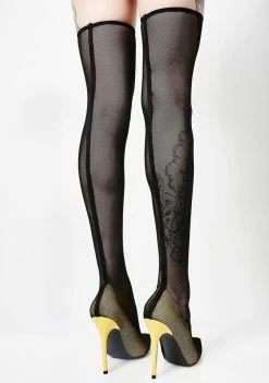 Public Desire Boots & Booties Annabelle Over The Knee Fishnet Court Heels