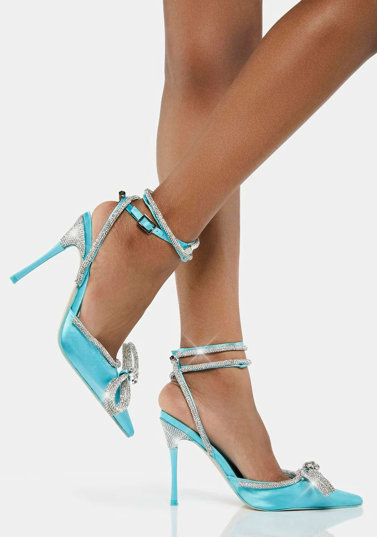 Deals ⌛ Public Desire Blue Midnight Wrap Bow 👠 Heels Pointed Toe 👠 Heels ⭐ 2 Public Desire Blue Midnight Wrap Bow Heels Pointed Toe Heels