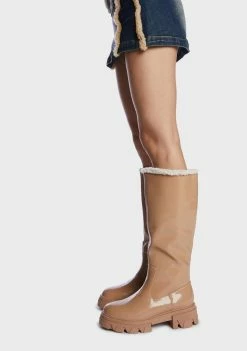Public Desire Beige Ember Knee High Boots