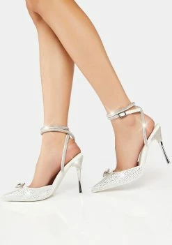Public Desire Clear Heels Glisten Diamante Wrap Around Heels