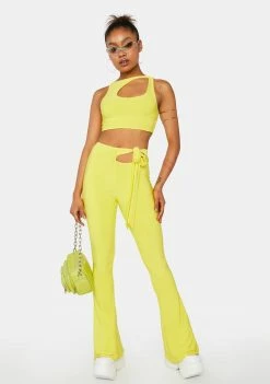 Public Desire Sulphur Yellow Cut-Out Crop Top Tank Crop Top