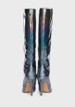 Public Desire Best Believe Holographic Stiletto Knee High Boots
