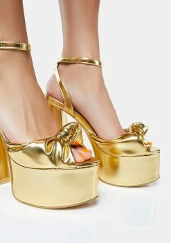 Public Desire Platforms Gold Knot On Platform Heels