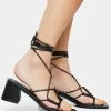 Public Desire Wrap Heels Black Fanatic Block Heel Sandals