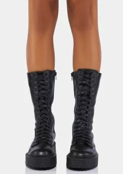 Public Desire Black Kendall Combat Boots