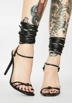Public Desire Black Sincere Lace Up Heels