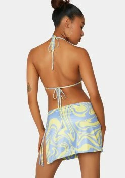 Public Desire Swirl Printed Tie Wrap Mini Skirt