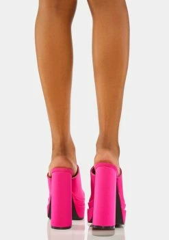 Public Desire Platforms Pink Sky High Platform Mules