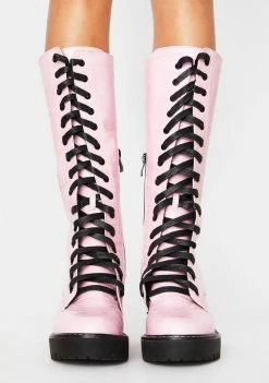 Best Pirce ⭐ Public Desire 🥾 Boots & Booties Pink Aneko Lace Up 🥾 Boots 💯 6 Public Desire Boots & Booties Pink Aneko Lace Up Boots