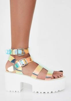Public Desire Platforms Iridescent Teresa Chunky Platform Sandals