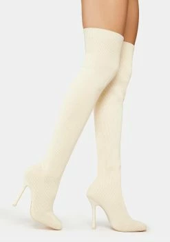 Public Desire Bubbles Knitted Knee High Boots