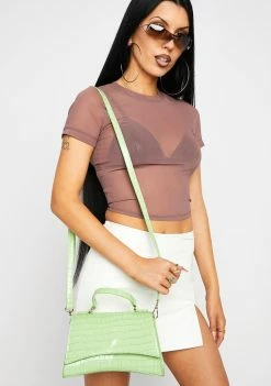 Public Desire Bags & Wallets Remmy Green Croc Handbag