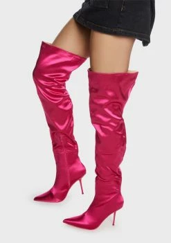 Public Desire Pink Tianna Over The Knee Stiletto Boots Thigh High Boots