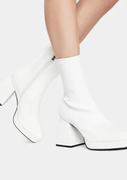 Public Desire White Imagine Chunky Heel Ankle Boots Boots & Booties