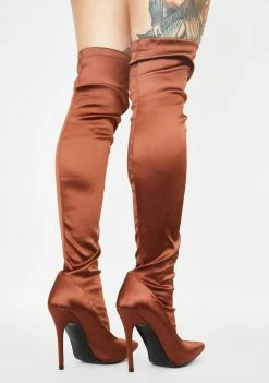 Public Desire Boots & Booties Liquid Satin Knee High Boots