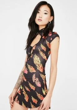 Public Desire Flame Bodycon Mini Dress