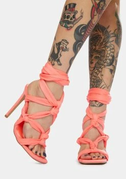 Public Desire Coral Convo Knotted Lace Up Stiletto Heels