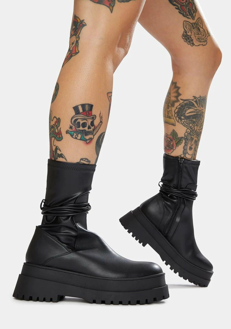 Cheap ๐ฅฐ Public Desire Black Finale Chunky Ankle Wrap ๐ฅพ Boots ๐ 1 Public Desire Black Finale Chunky Ankle Wrap Boots