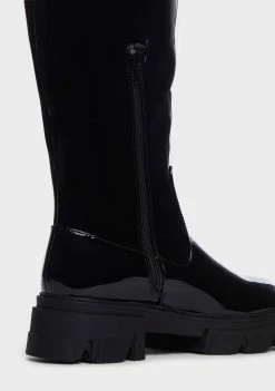 Public Desire Black Ember Knee High Boots