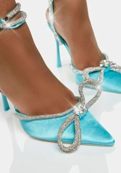 Deals ⌛ Public Desire Blue Midnight Wrap Bow 👠 Heels Pointed Toe 👠 Heels ⭐ 9 Public Desire Blue Midnight Wrap Bow Heels Pointed Toe Heels