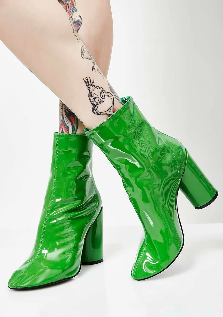 New 😉 Public Desire Impact Round Block Heel Patent Ankle 🥾 Boots 🥾 Boots & Booties ✔️ 5 Public Desire Impact Round Block Heel Patent Ankle Boots Boots & Booties