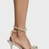 Public Desire Silver Hope Bow Strappy Heels