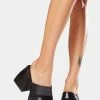 Public Desire Heels Oreo Croc Faux Leather Peep Toe Mules